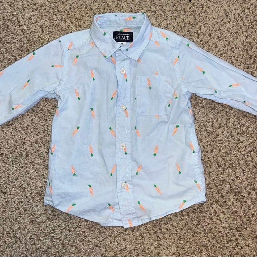 The Children's Place Blue Shirt with Carrot Design